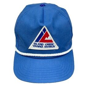 Vintage Island Creek Coal Mine Trucker Hat Cap Made In USA 80s 90s Patch Rope